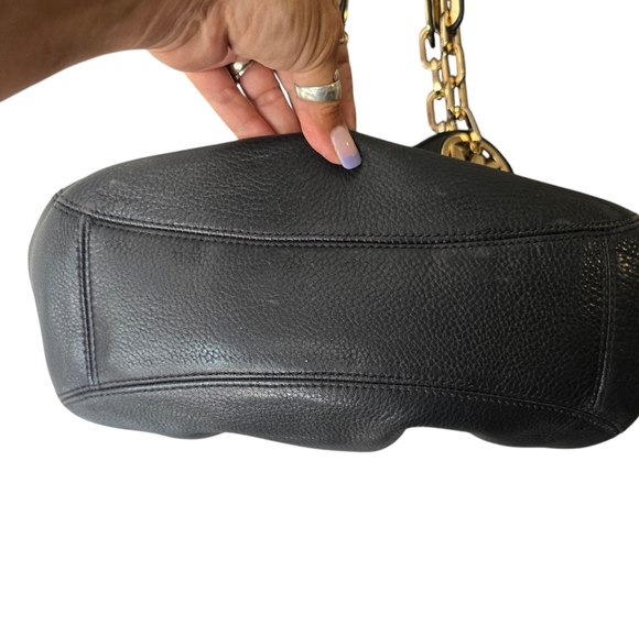 MICHAEL KORS FULTON BLACK PEBBLE LEATHER CHAIN BAG TOTE EXTRA ROOMY EUC - Picture 3 of 16
